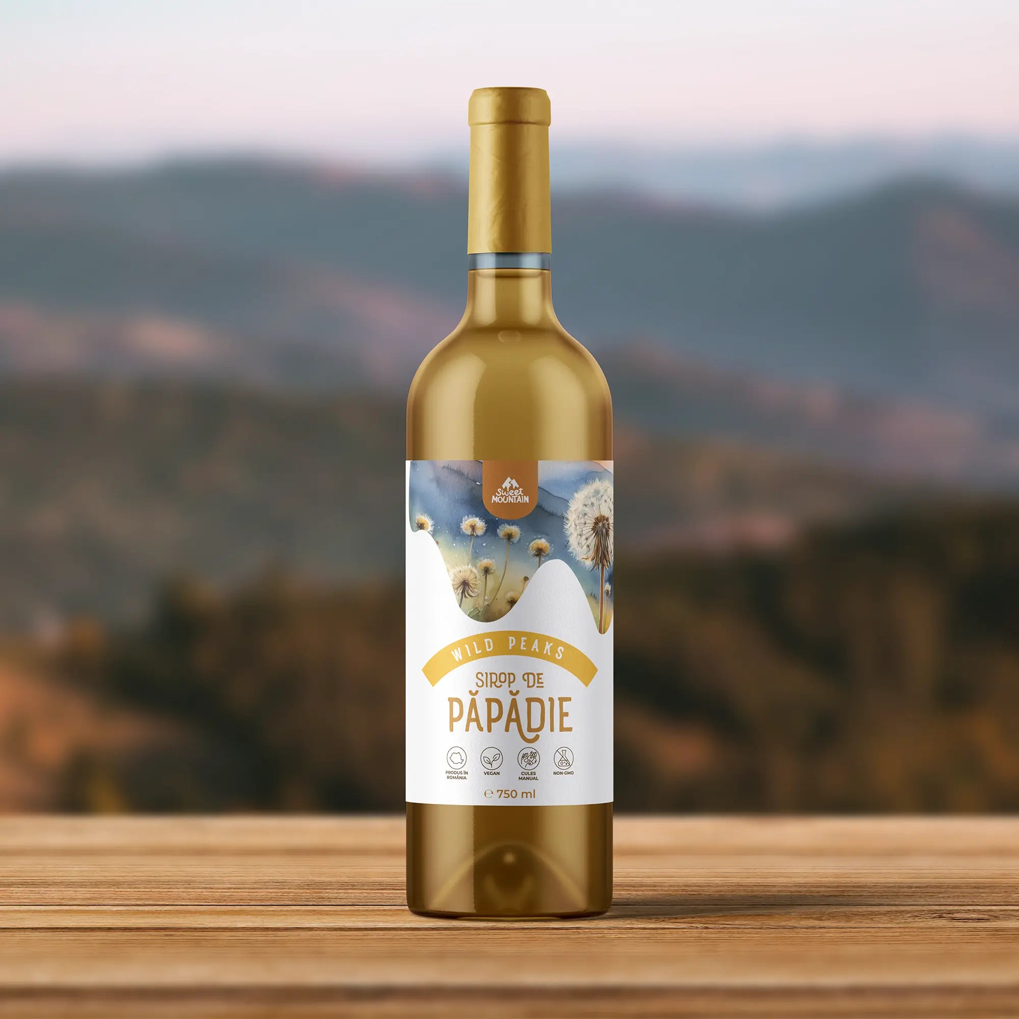 Sirop de Păpădie 100% natural din flora spontană a munților Apuseni. Rețetă tradițională din gama Wild Peaks